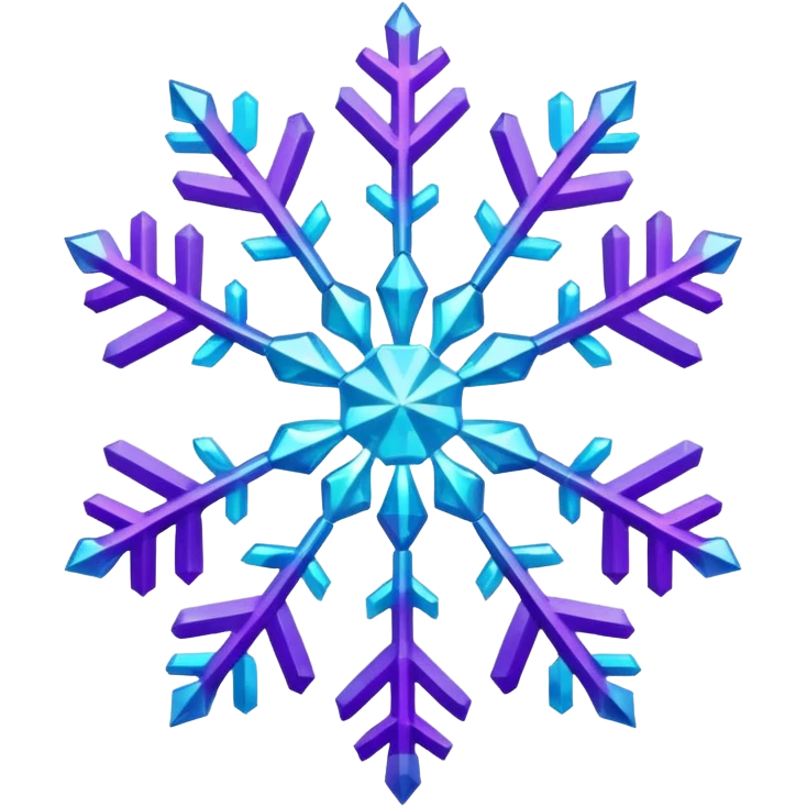 cyan and purple snowflake glitter emoji