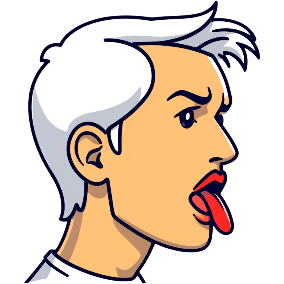 profile view of a man sticking his tongue out emoji