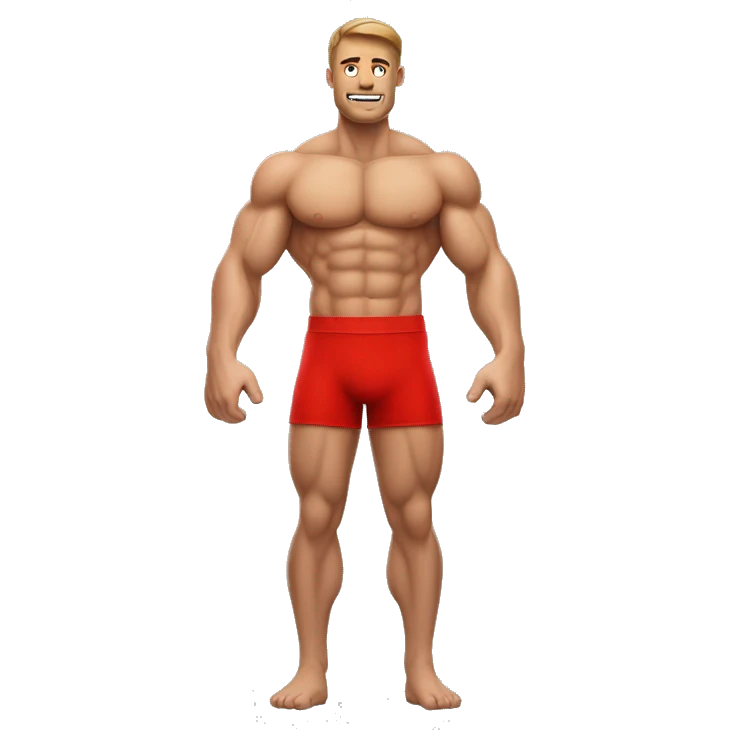 Homme musclé avec des pectoraux de couleurs rouges emoji