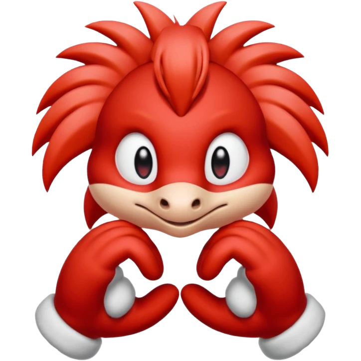 knuckles a red animal with peach arms and white mittens that have no fingers , he’s a echidna with red eyes emoji