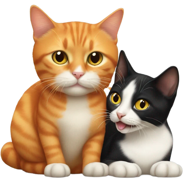 orange cat licking small tuxedo cat emoji