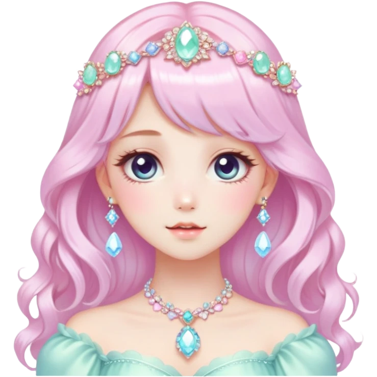 Dreamy pretty VOGUE elegant kawaii shiny pastel lady pastelcore kawaii beautiful hair fairycore cottagecore jewels trending aesthetic emoji