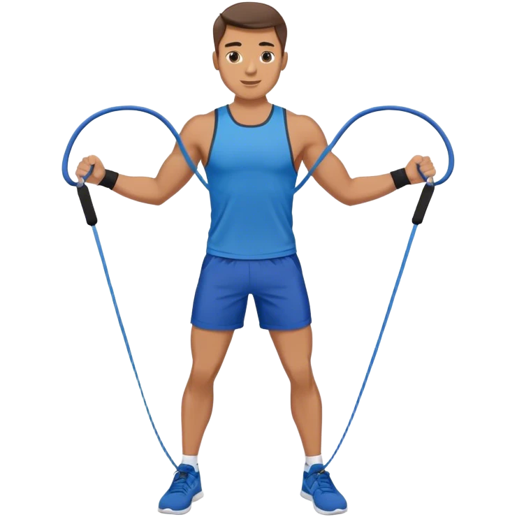 fit man with blue shorts resistance bands exercises emoji