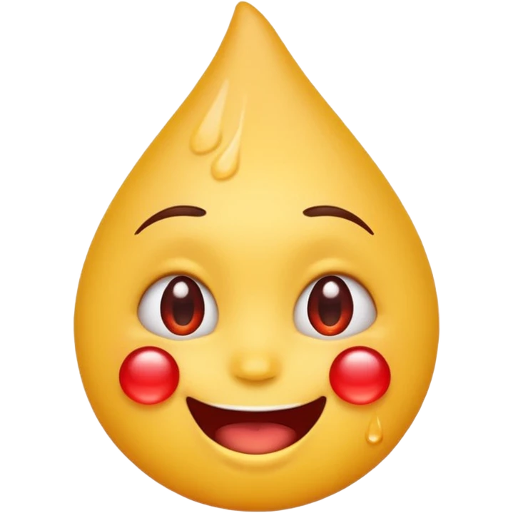Emoji face with water drop on head but make water drop red emoji