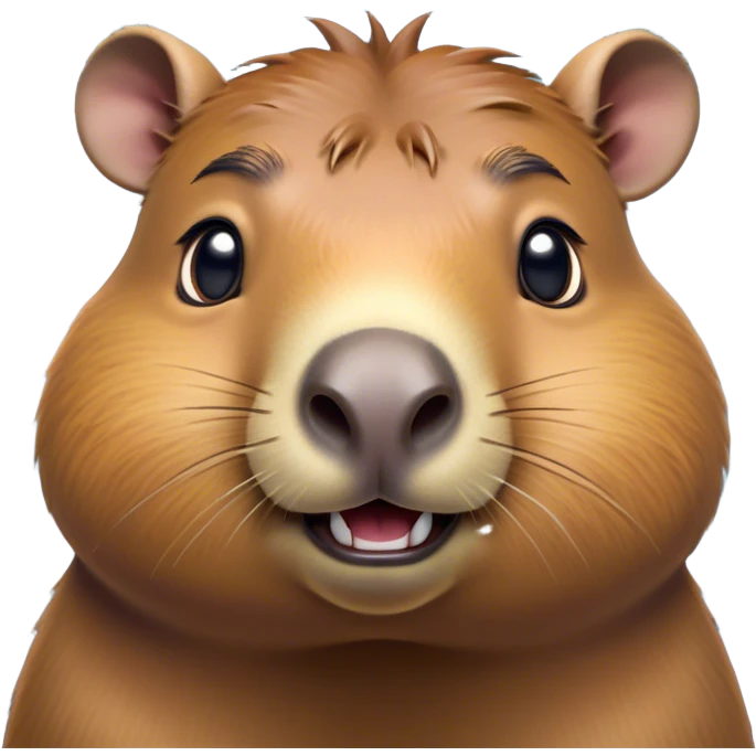Cinematic Comical Capybara Portrait Emoji, Head tilted dramatically with an exaggeratedly shocked expression, featuring a robust, rotund build with wide, comically expressive eyes full of humorous disbelief, Simplified yet hilariously expressive features, highly detailed, glowing with a slightly sassy natural glow, high shine, dramatic yet playful, stylized with an air of quirky charm, soft glowing outline, capturing the essence of a meme-worthy capybara that looks ready to side-eye its way into viral fame! emoji