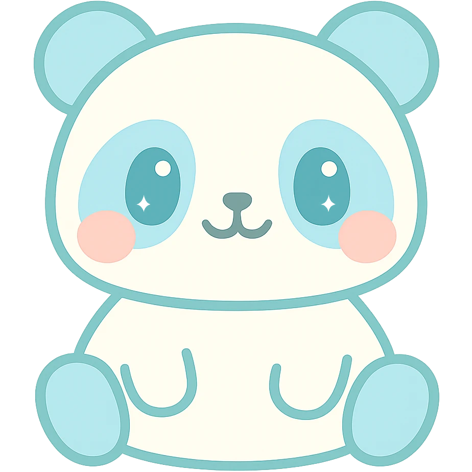 panda with pink cheeks, kawaii style emoji