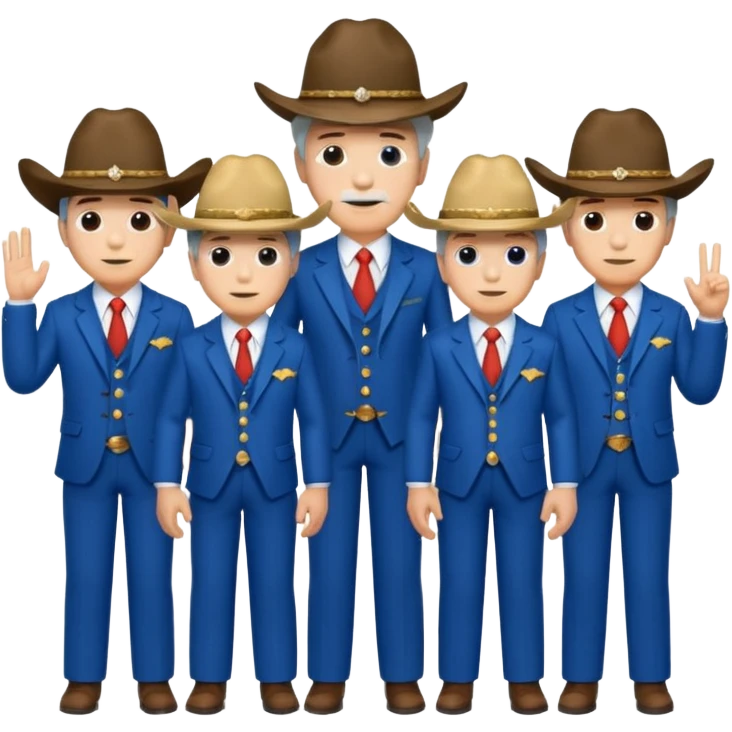 Old Band members wearing blue suits and cowboy hats emoji