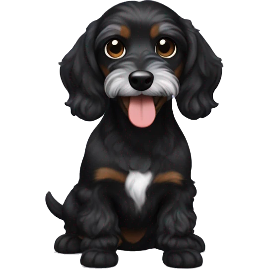 Playful black Doxiepoo with white beard emoji