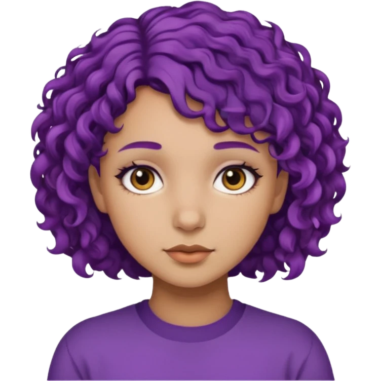 girl with short curly purple hair, medium skin, dark brown eyes emoji