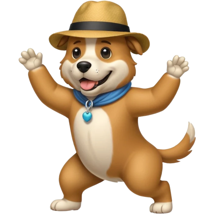 Big dog dancing with a hat emoji