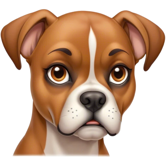 Cinematic Meme-Worthy Grumpy Fawn Boxer Dog Portrait Emoji, Head held high but eyes filled with dramatic disappointment, smooth fawn fur with a furrowed brow forming an unmistakable scowl, floppy ears slightly angled back in disapproval, piercing brown eyes glaring with pure exasperation, Simplified yet hilariously over-exaggerated features, highly detailed, glowing with an aura of supreme annoyance, high shine, exhausted yet judgmental, stylized with an almost regal pettiness, bright but brooding, soft glowing outline, capturing the essence of a guardian that has seen it all and is thoroughly unimpressed, so meme-worthy it feels like it could instantly become the next viral sensation of grumpiness! emoji