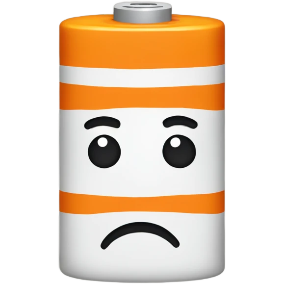 Orange battery frowning emoji