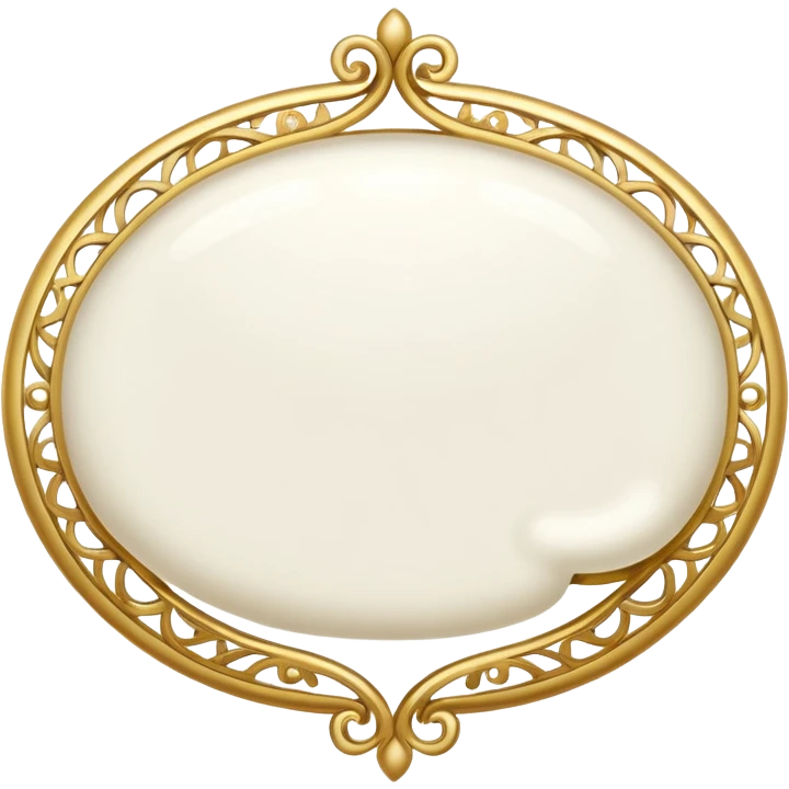 A white thought bubble with elegant golden details and accents emoji