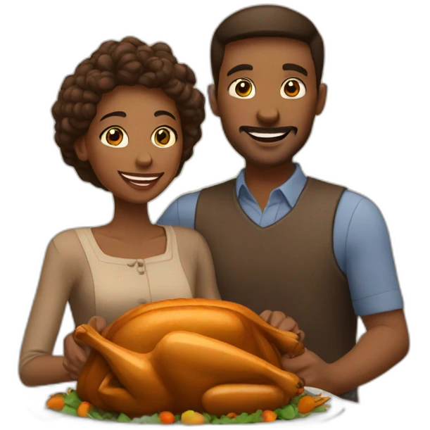 small family of three celebrating thanksgiving emoji