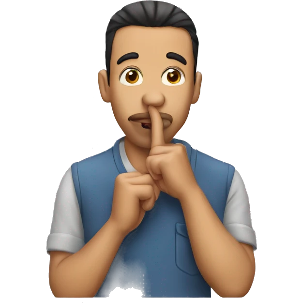 man finger on lips emoji