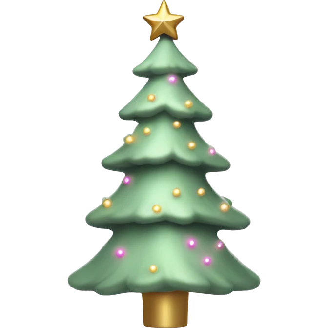 Sage green Christmas tree with baby pink lights and suttle gold star on the top emoji