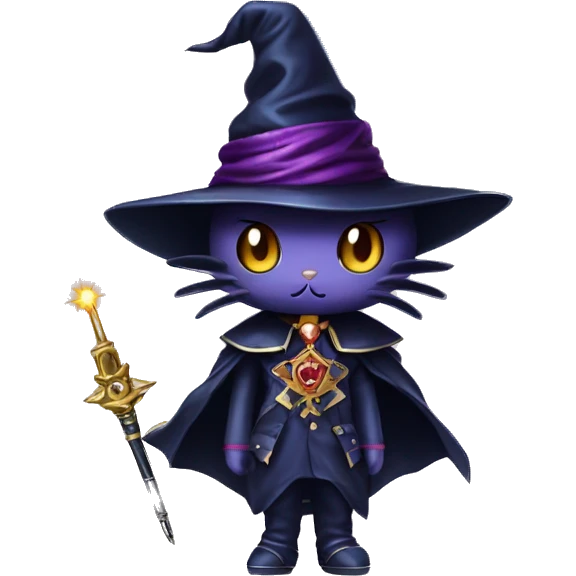 Hello Kitty dressed as the dark magician of Yugi oh emoji
