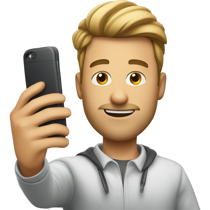 a man with a phone making selfie emoji