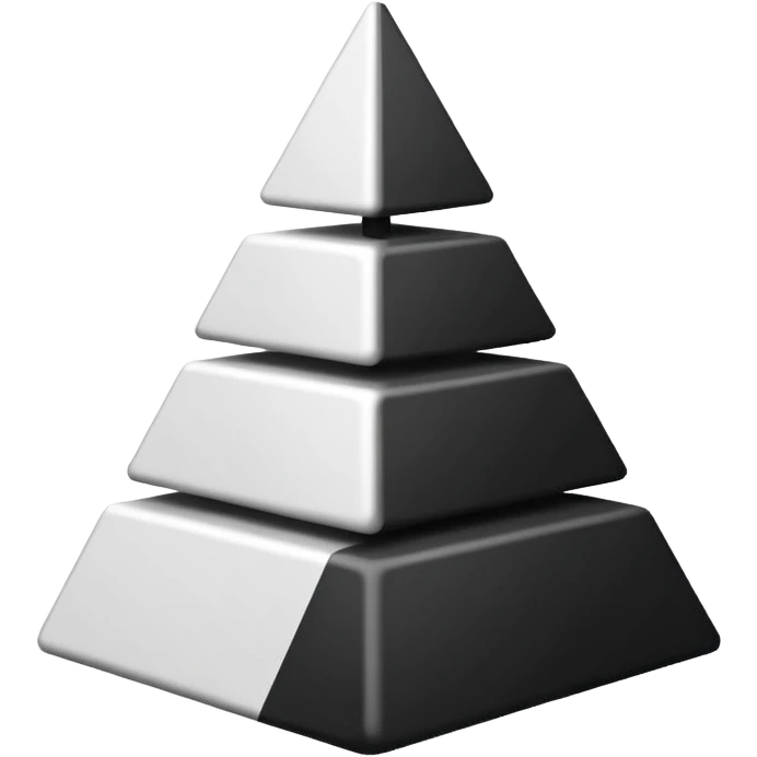 2D triangle with squares stacking up inside to demonstrate a social hierarchy (all black and white) emoji