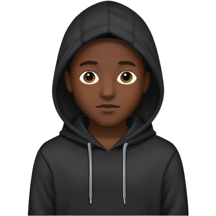 Black male with black hoody and techy looking emoji