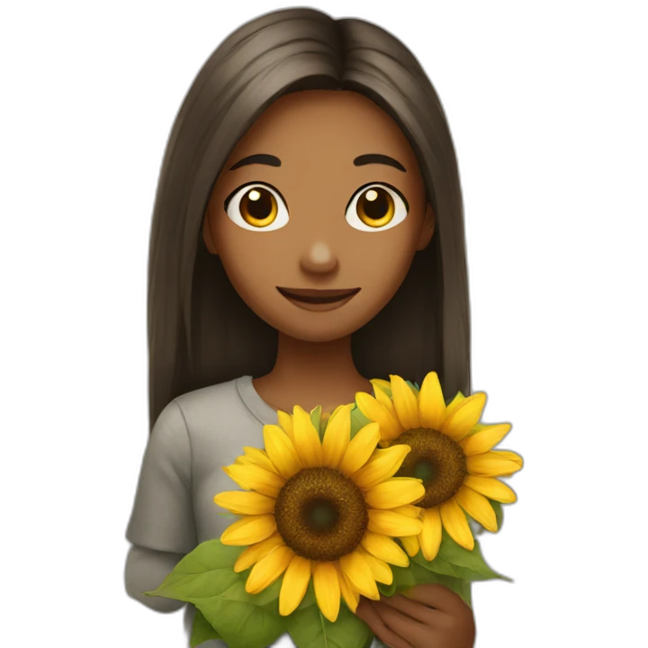 girl holding sunflower emoji