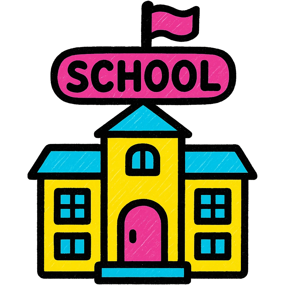 a school emoji, vibrant and pop colors icons emoji