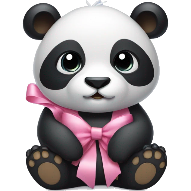 ios panda with a rosa bow on his head  emoji