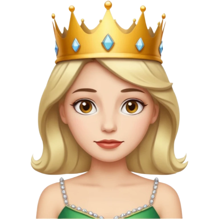 Give me an emoji of a women wearing neutral makeup with a crown. She is looking very smug emoji
