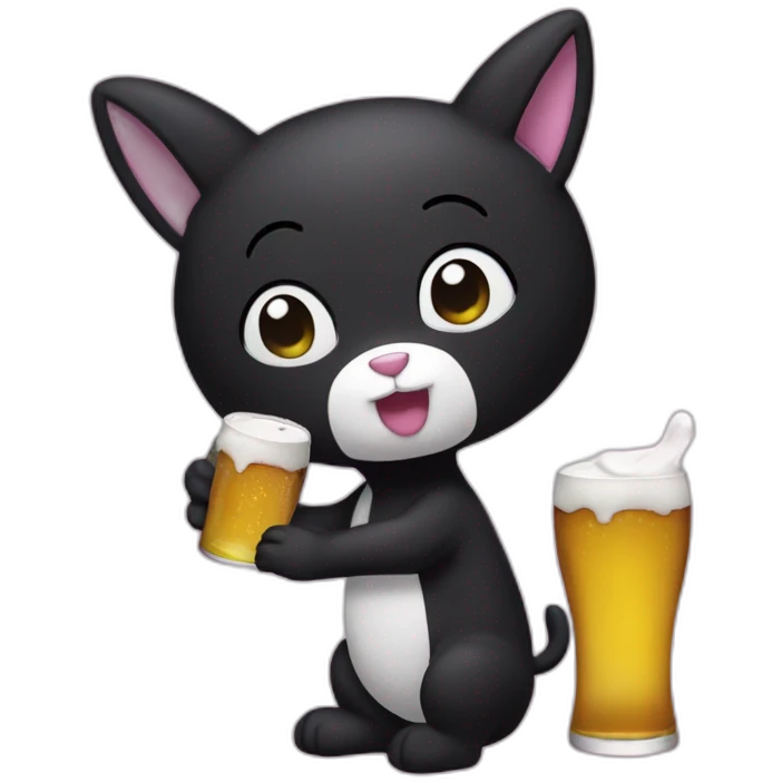 Kuromi drinks beer emoji