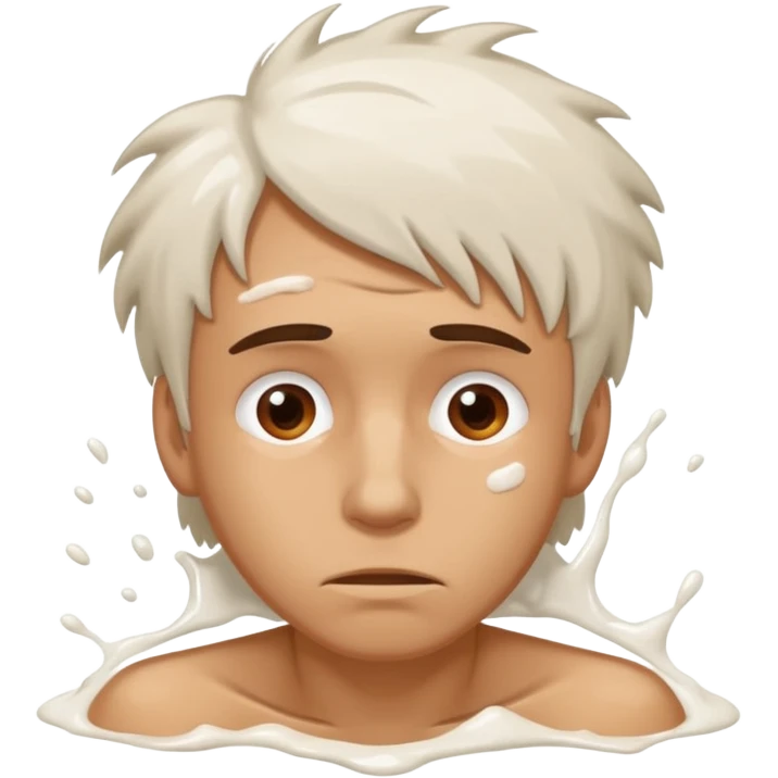 Man on the floor exhausted covered in white lotion emoji