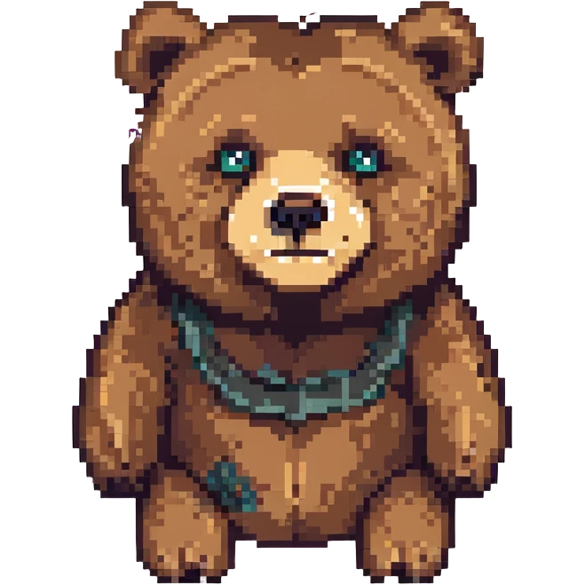 pixel art of a large bear with a scar on its face emoji
