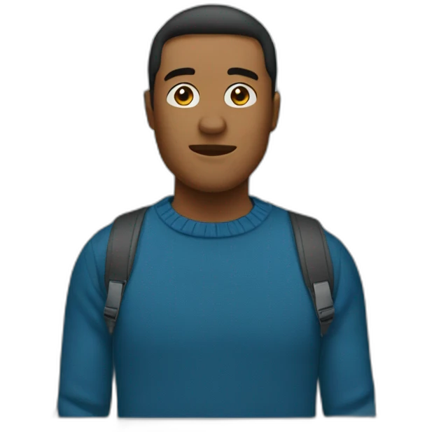 Man in blue sweater standing in train  emoji