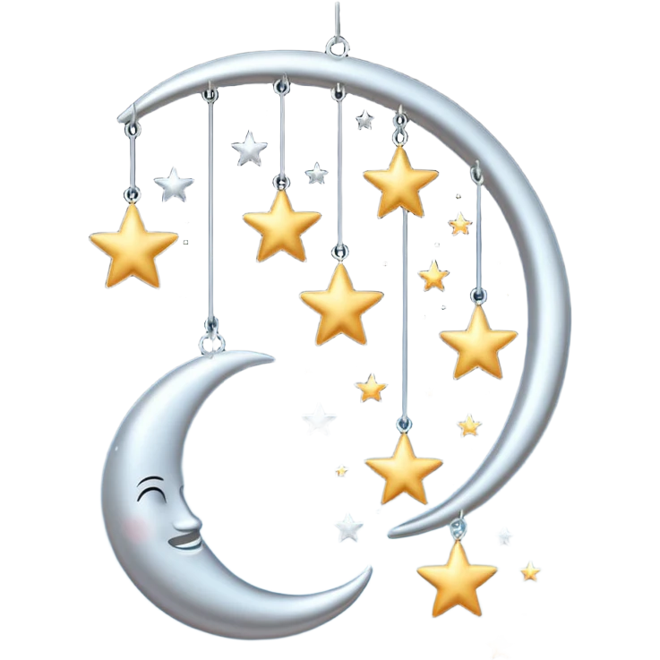 Hanging mobile with stars and moon emoji