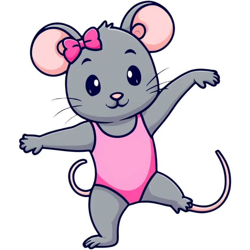 rat with a pink bow wearing a gymnastics leotard emoji