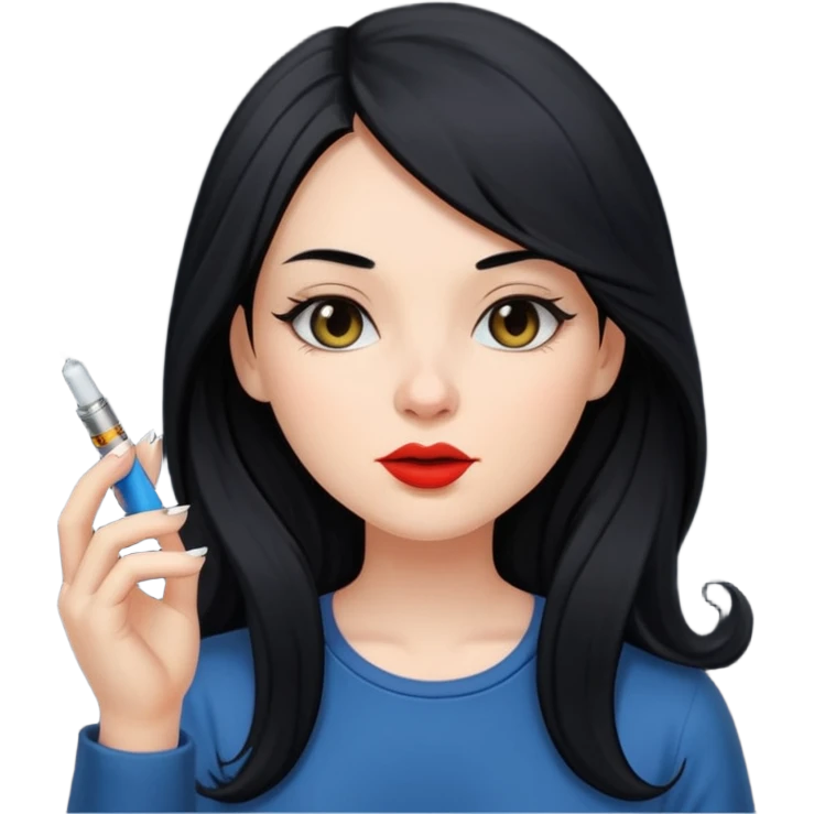 Girl with long black hair smoking cigarette and a vape  emoji