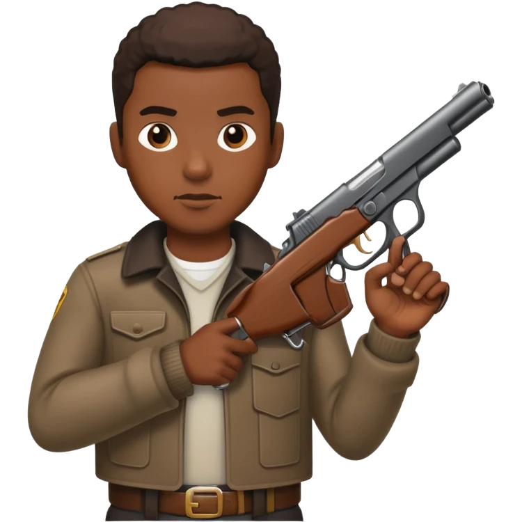 black male holding a gun emoji