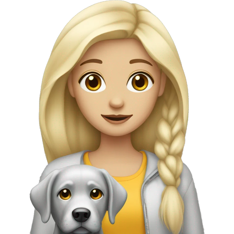 Blonde girl with a silver lab emoji