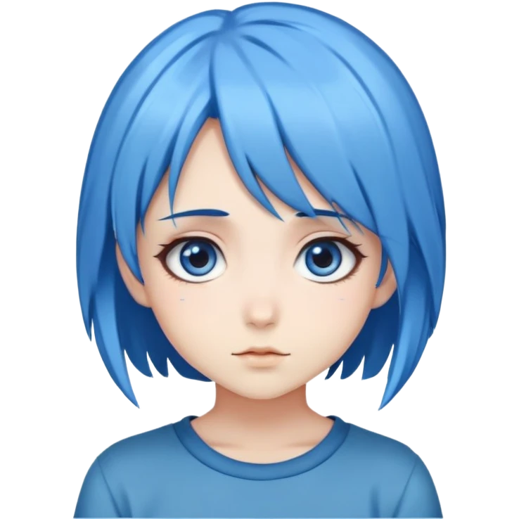 Anime girl with blue hair and big eyes emoji