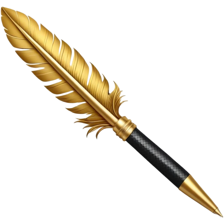 3D perspective Premium golden feather pen emoji