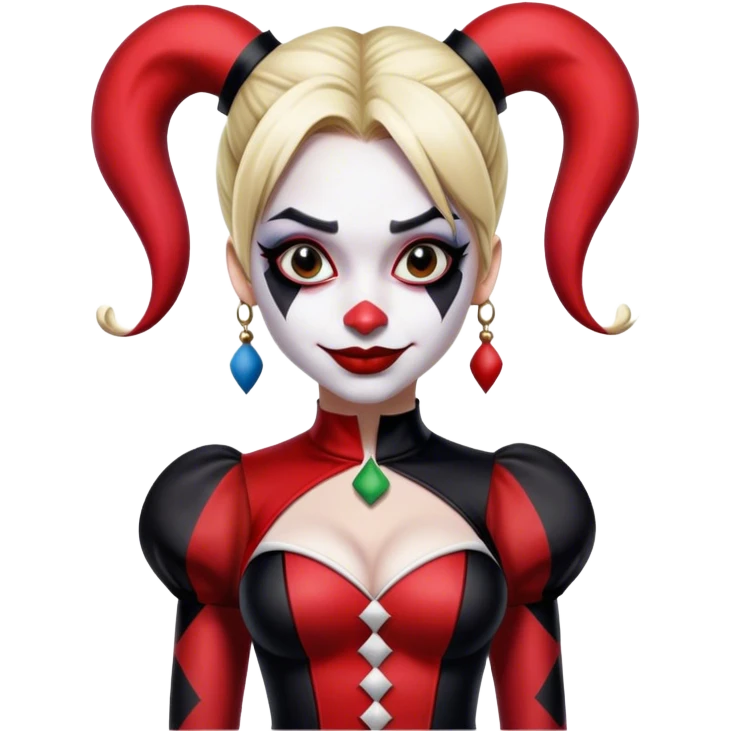 Harley Quinn Jester Suit. Black, Red, and White emoji