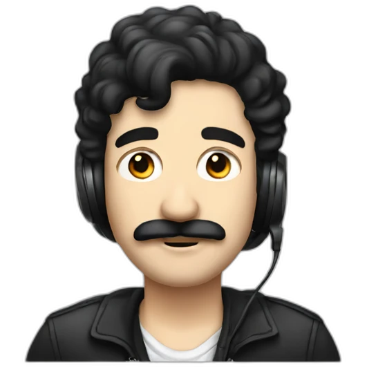 white man with moustache and black hair dj emoji