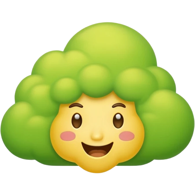cartoon fart emoji with green cloud and playful expression emoji