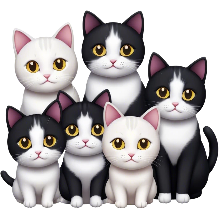 16 black cat&white cats emoji