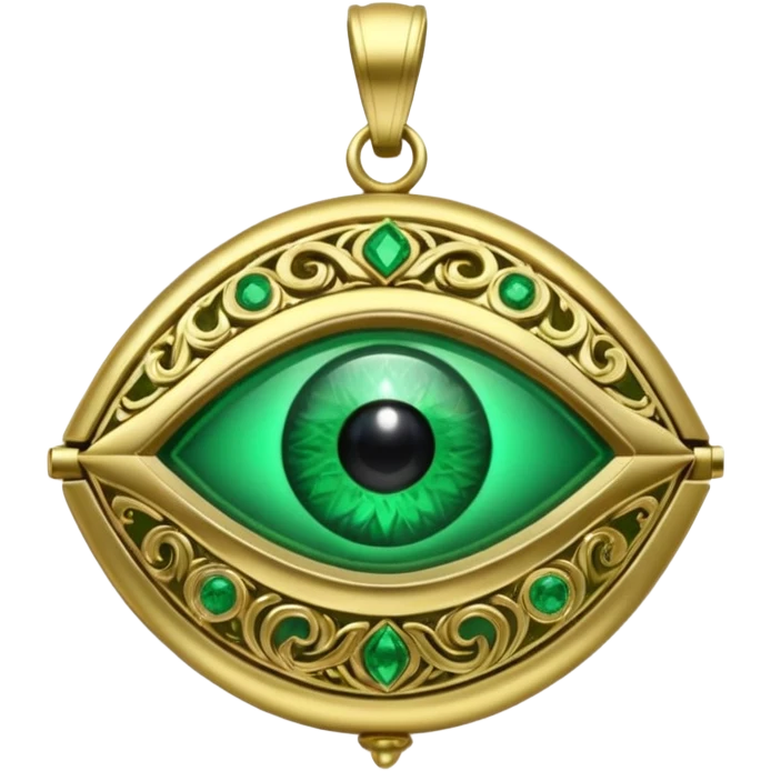 Eye shaped green locket  emoji