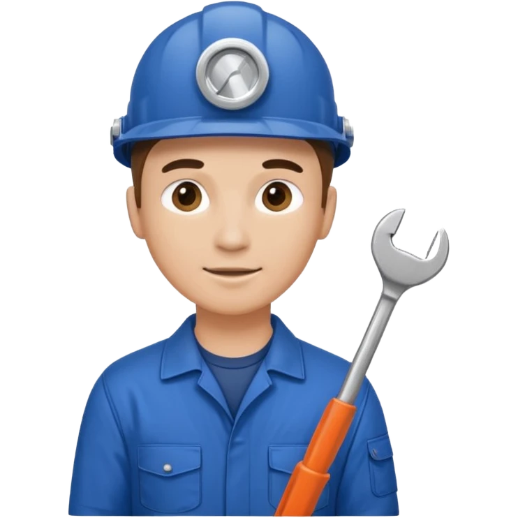 Technician + headlamp + blue jumpsuit, Repair Crew. emoji