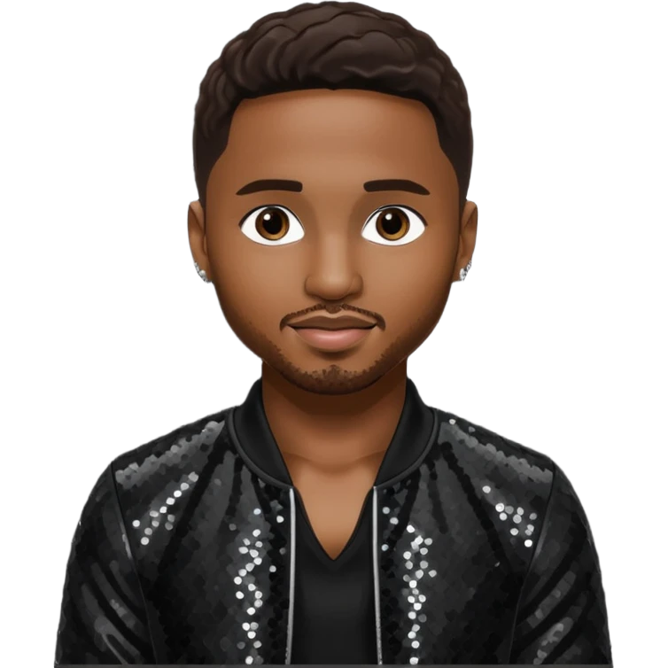 Trey Songz with dark brown hair, black sequin outfit emoji