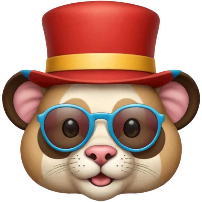 a sunglasses animal with circus hat  emoji