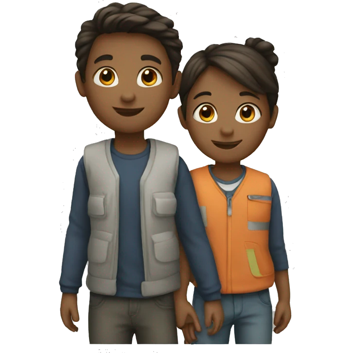 Two kids working together  emoji
