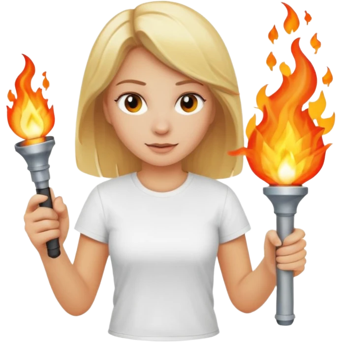 white tshirt blonde woman The torchbearer emoji