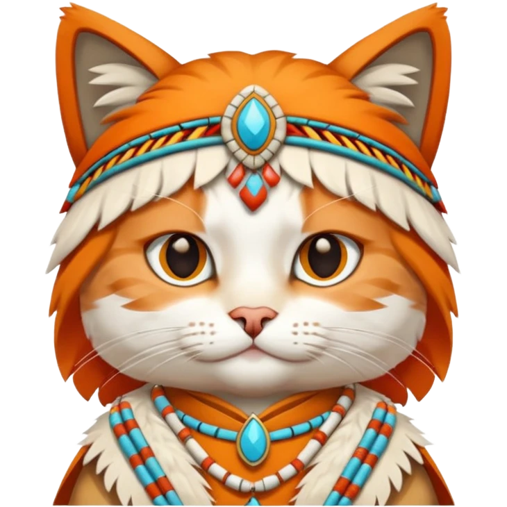 Cat in a Native American costume emoji
